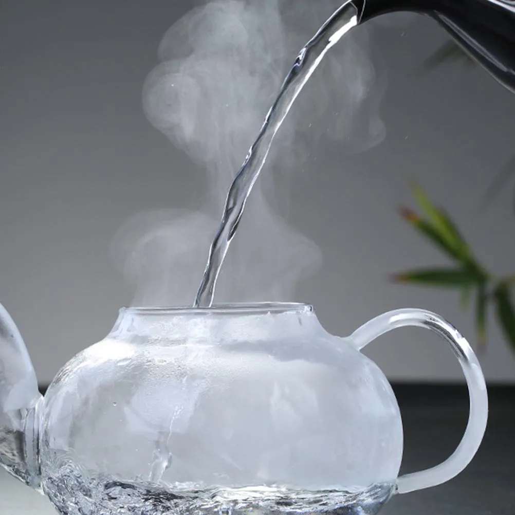 

1Pcs Clear Glass Boiled Teapot 600ml High Temperature Resistant Handmade Steaming Tea Pot Powerful Smooth Pour Travel