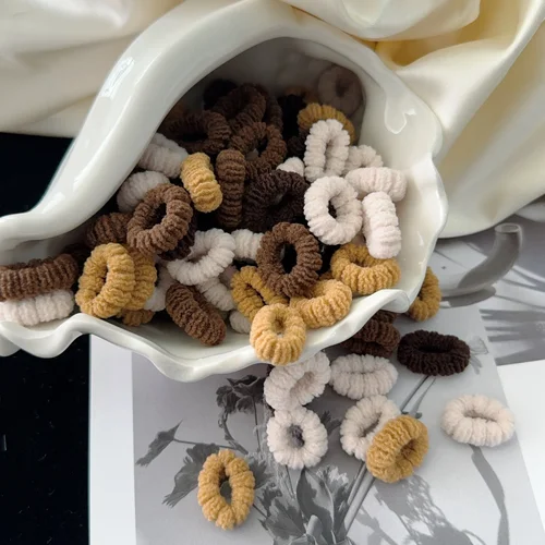 Imagen 2 del producto 50 unids/lote de bandas elásticas para el cabello de Color caramelo para niños, bandas de goma para niñas, accesorios para el cabello dulces para niños