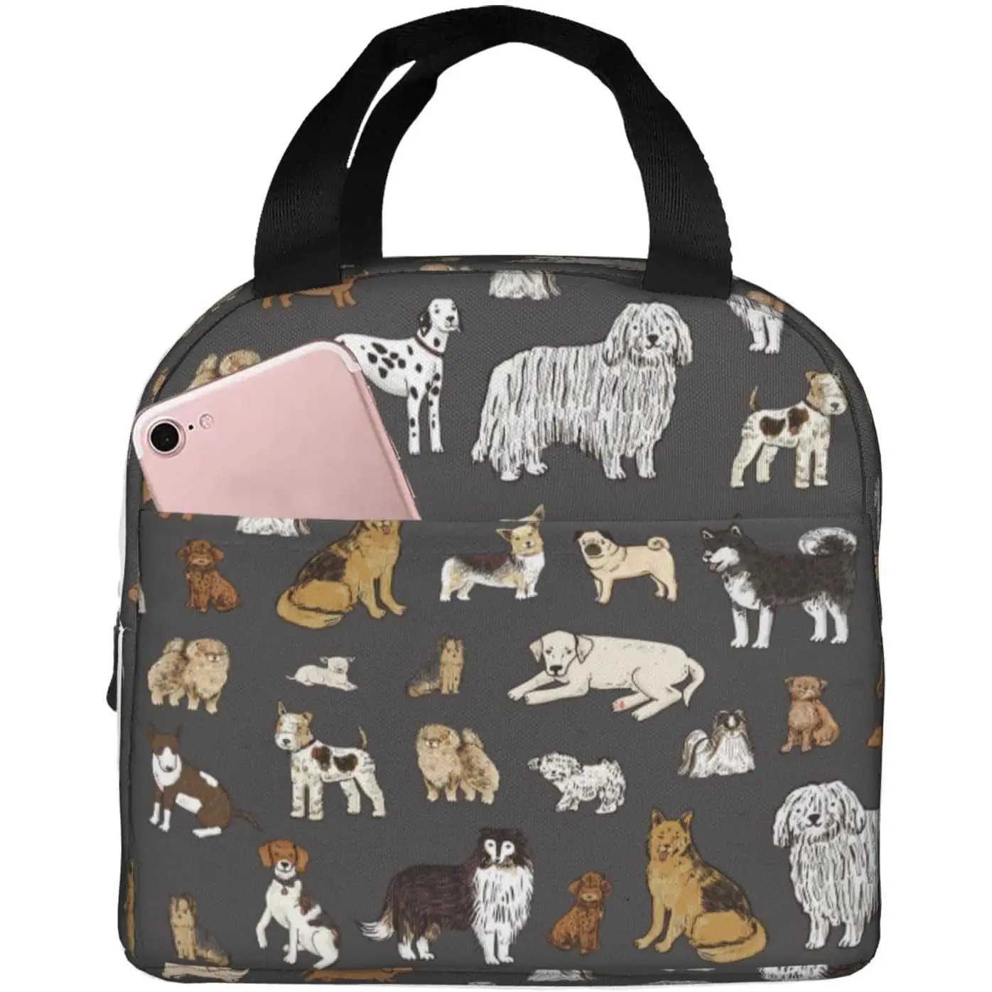 

Cute Puppy Dog Print Lunch Bag Lunch Box, Insulated Lunch Bag Cooler Tote Box for Women Adult Work Office Travel Picnic