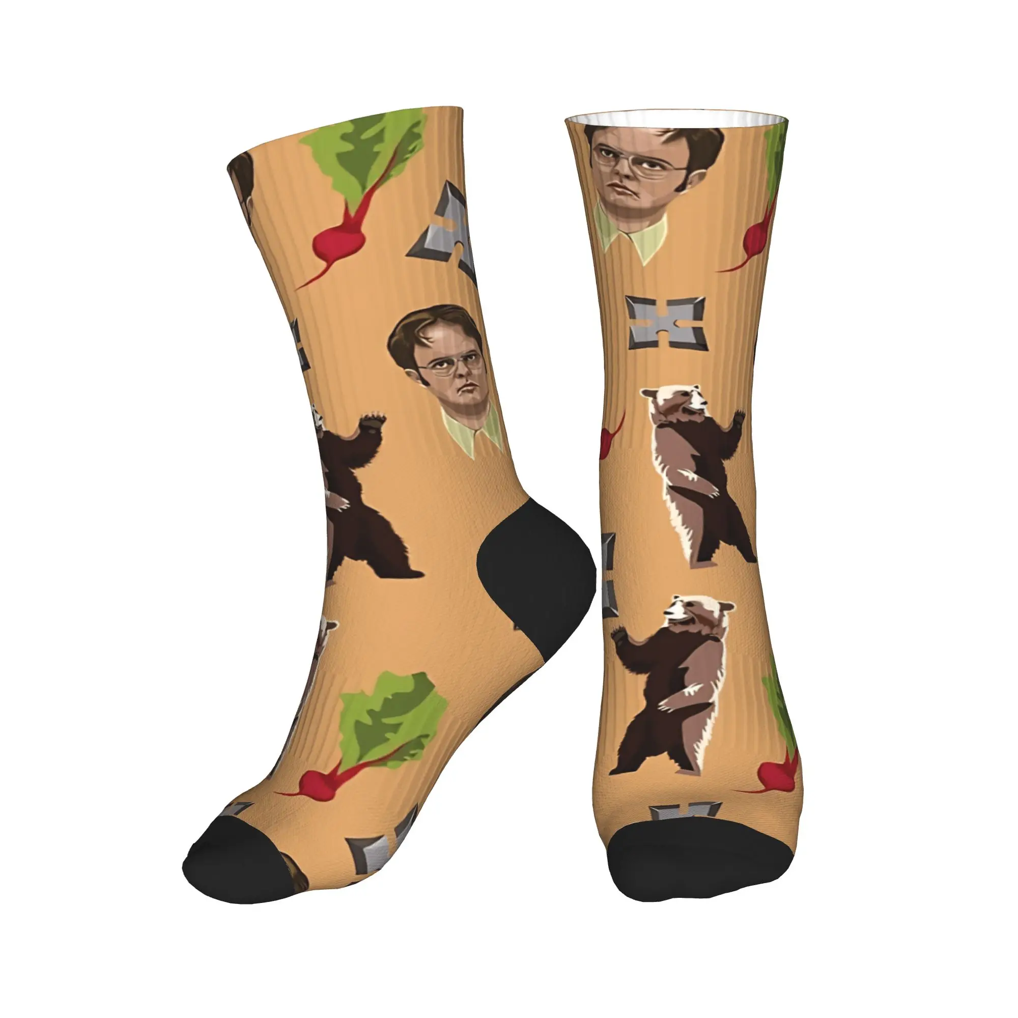 Dwight schrute ursos beterraba meias antiderrapantes mulheres homens de alta qualidade meias esportivas ao ar livre outono kawaii meias gráficas