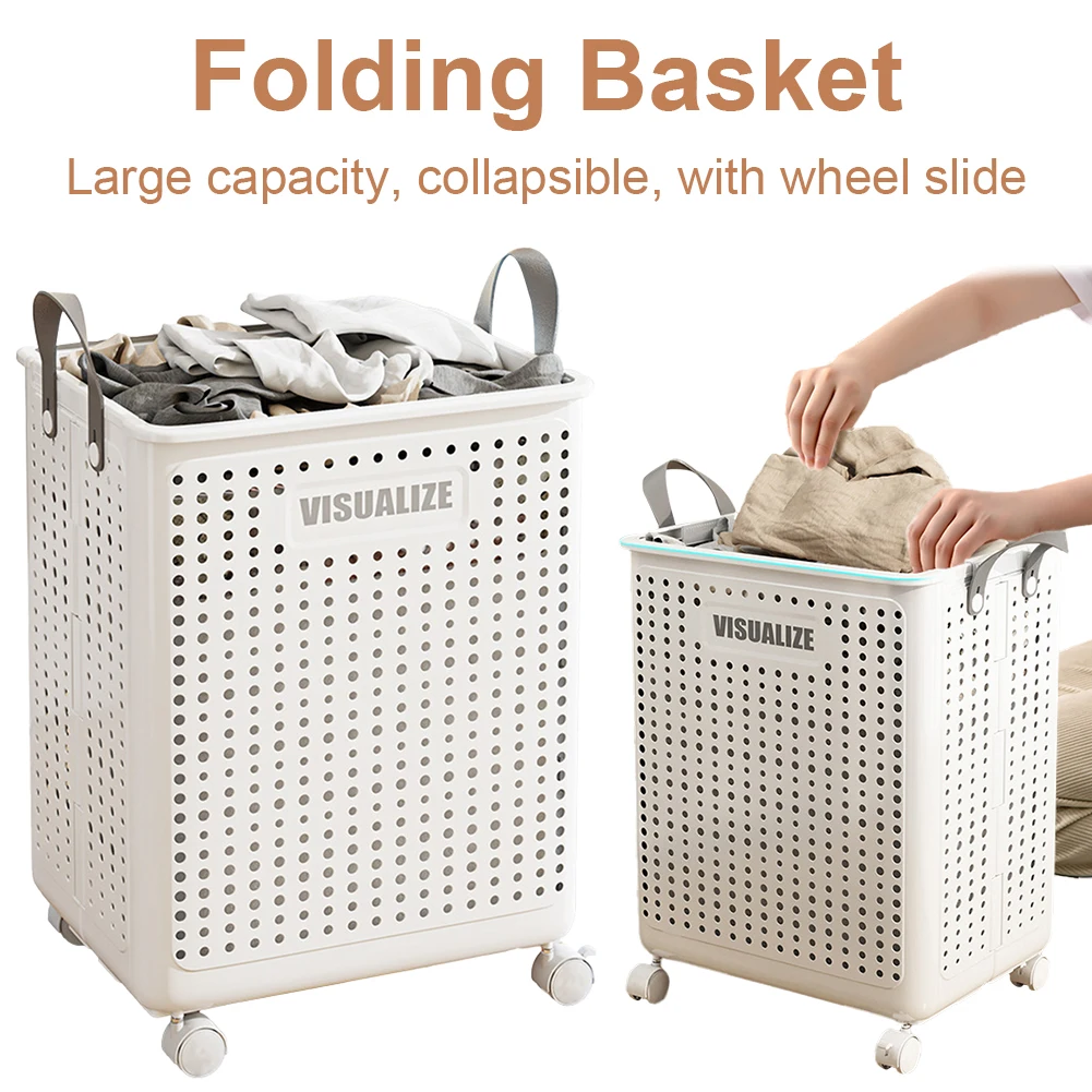 

Корзина для белья на колесиках, вместительная, с ручкой, многофункциональная, для дома, отеля, общежития