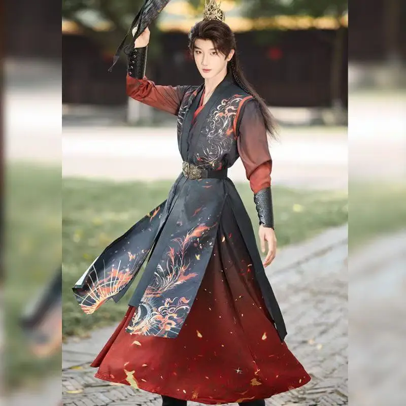 XXXL Large Size Hanfu Men Women Traditional Song Dynasty Long Shirt Beizi Skirt Halloween Event Swordsman Cosplay Costume Suit