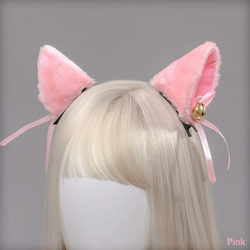 สีชมพูปุยแมวหู Lolita Headclip ขนาดเล็ก JK คอสเพลย์เครื่องแต่งกายน่ารักสาว Headwear Comic Con Party Headdress