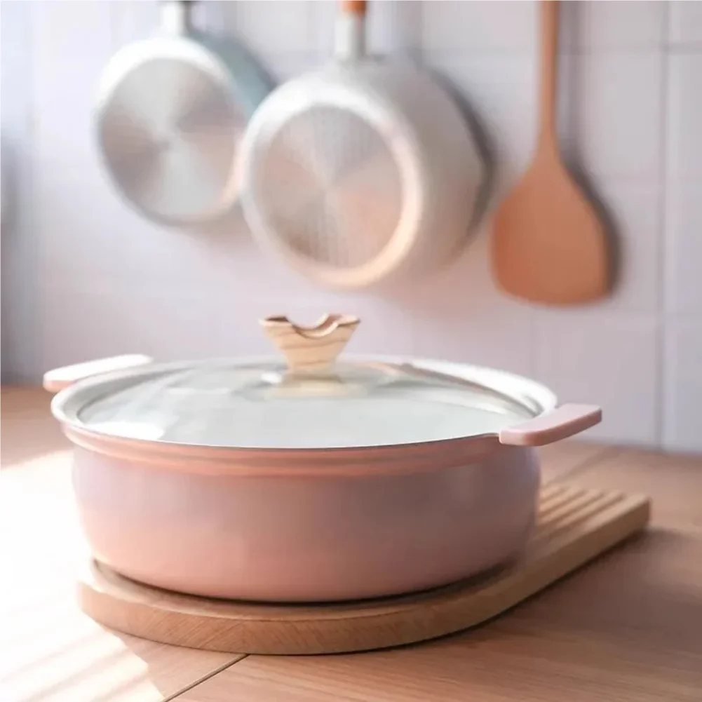 Double Ear Tabletop Soup Pot Induction Cooker Compatible Non-Stick Slow Cooker Small Hot Pot for Home Use Kitchenware