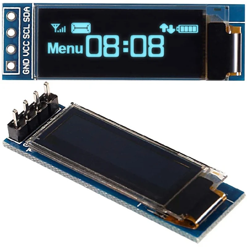 Módulo de exibição OLED de 0,96 polegadas SSD1306 I2C IIC SPI Serial 128X64 LCD 4 pinos amarelo azul branco azul para Arduino (encabezados de pinos soldados)