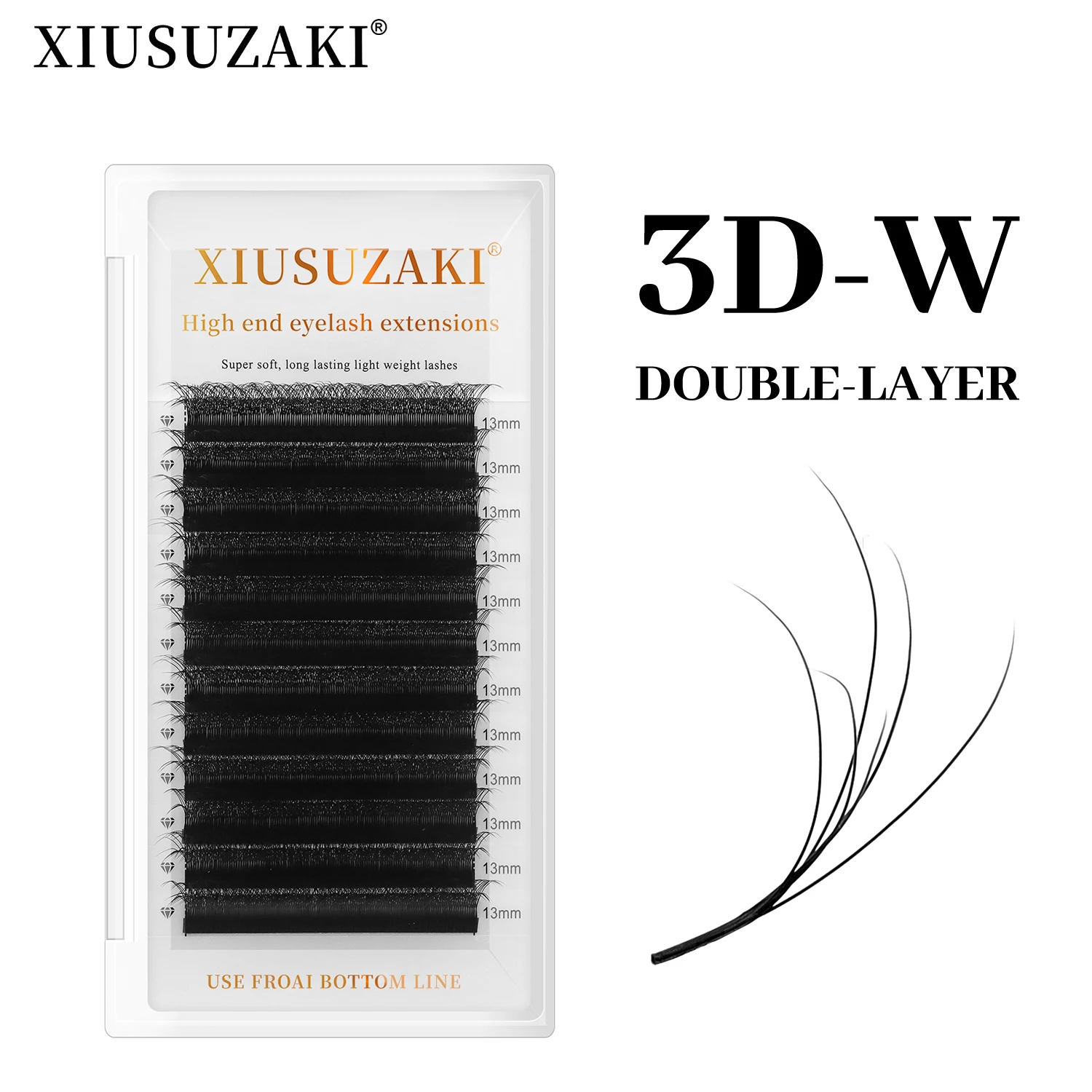 XIUSUZAKI Double Layers 3D W Shape Eyelashes Extensions C+D Curl 3DW Eyelashes Individual Premade Volume Fans False Lashes Tools