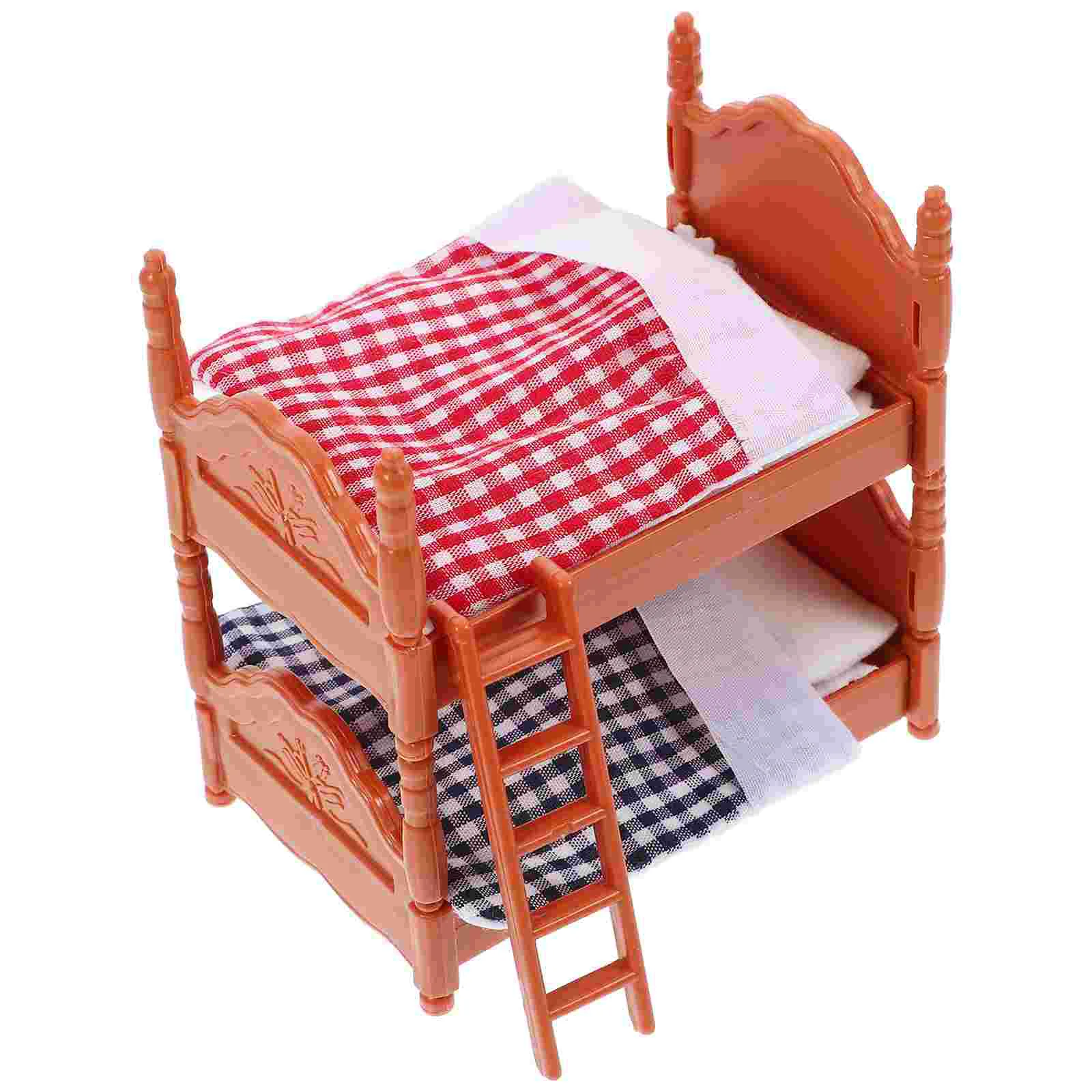 Mini chambre à coucher poupées lit lits doubles meubles de Simulation fille maison tissu enfant en bas âge