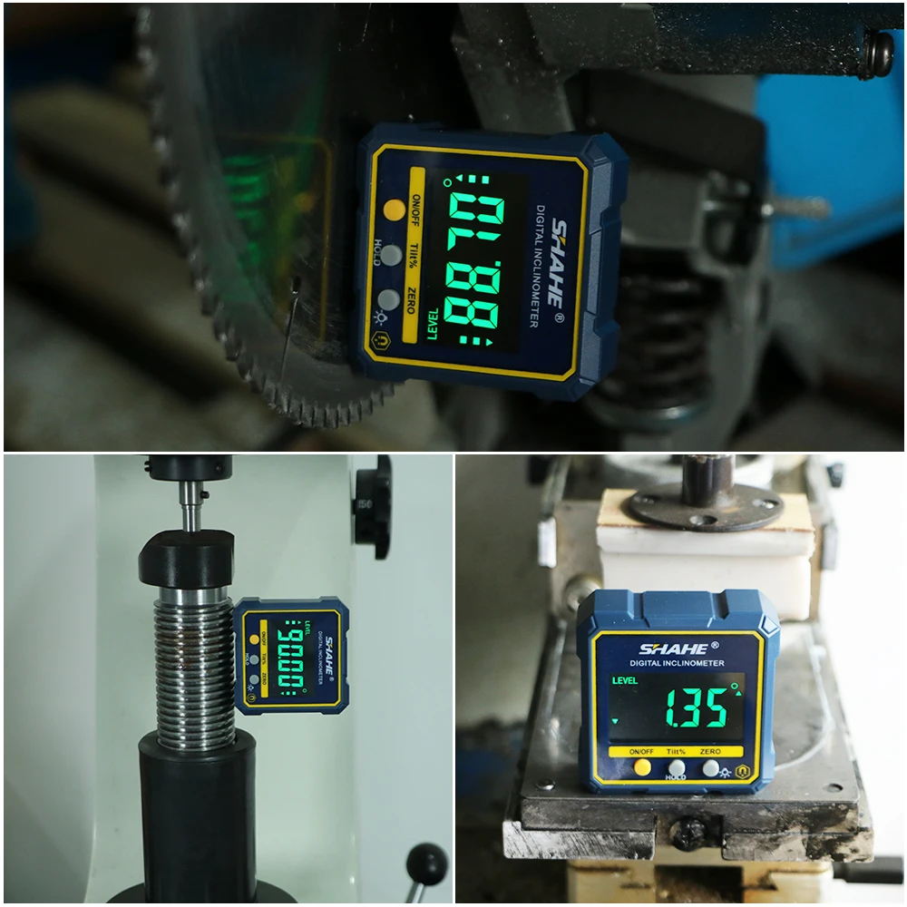 Shahe Digitale Hoekzoeker Gauge Magnetische Gradenboog Inclinometer Hoek Cube Niveau Doos Met Magnetische Voet En Backlight