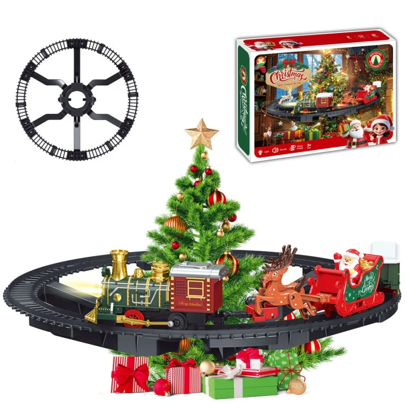 DIY Track Train Christmas Set Railway Trains Cargo Car Model toys New Year Xmas Gifts Decor Hanging Christmas Train toy Set
