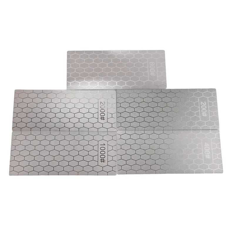 A84X-Diamond Sharpening Stones, 5PCS Diamond Sharpening Plates With Honeycomb Surface Plate 200/400/600/1000/2000 Grit Easy To U