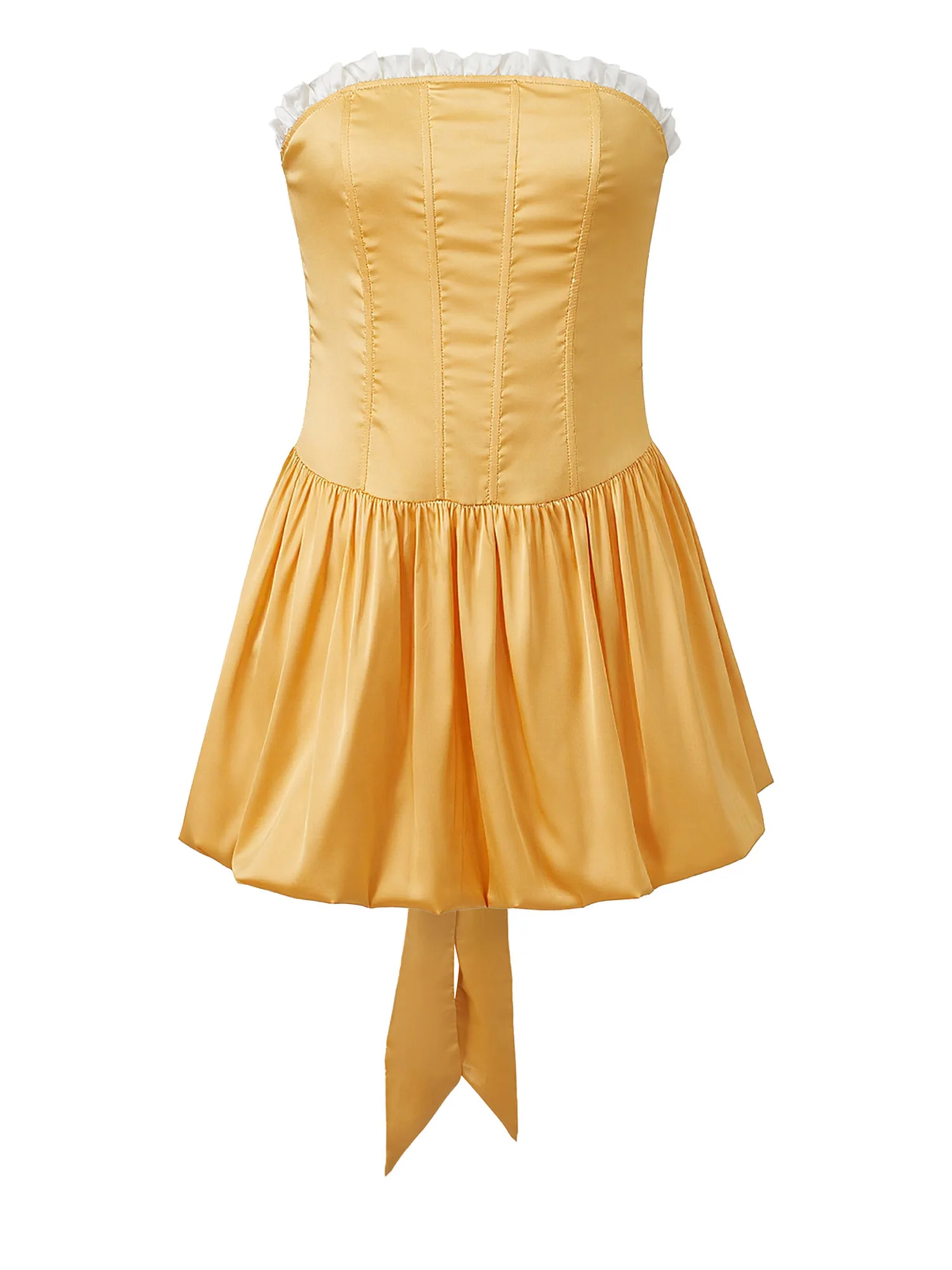 Mulheres mini vestido bandeau fora do ombro sem alças babado guarnição volta bandagem vestido de baile