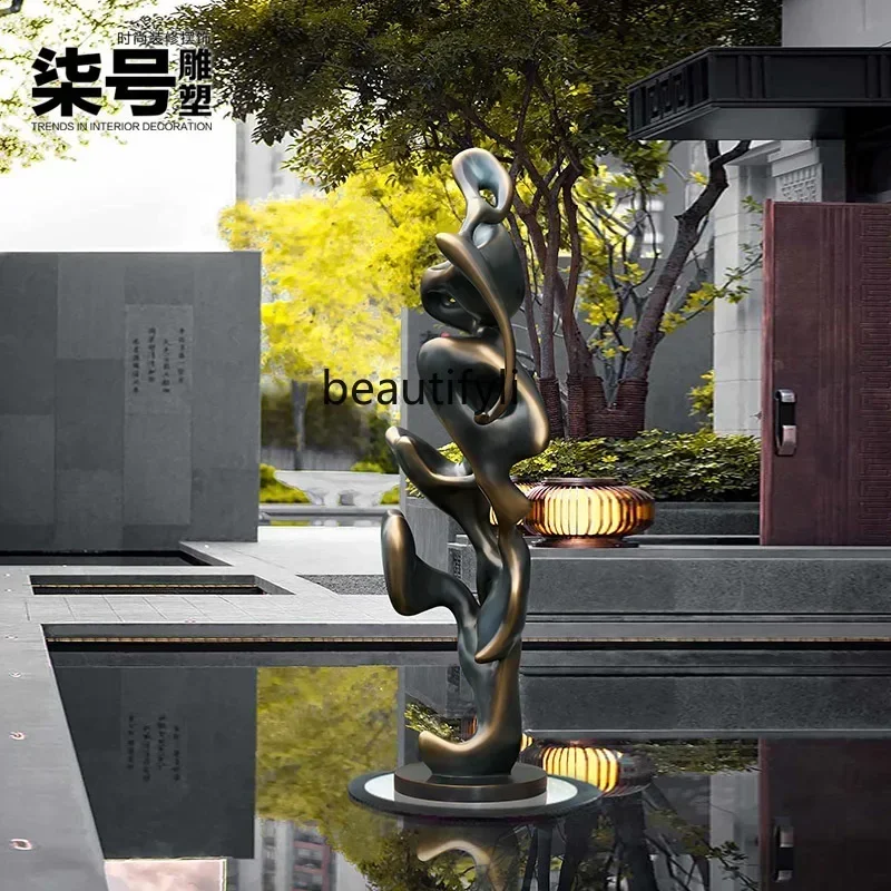 D176  NEW Abstract Taihu stone floor-to-ceiling sculpture Sales office Hotel lobby ornament Large new Chinese fiberglass