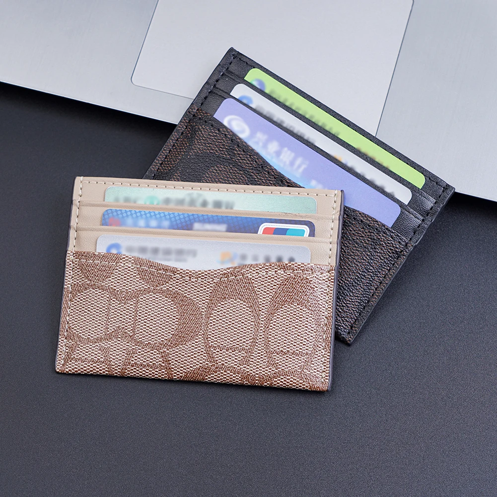 Schlanker Minimalistischer Kartenhalter Vordertaschen-Geldbörse Veganes Leder Monogramm 6 Fächer Kleine ID-Tasche Führerschein-Etui für Damen und Herren
