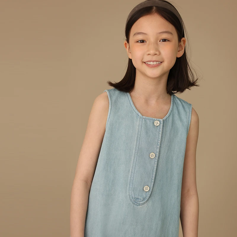 Female Child Clothes Fashion Girls Dresses Birthday Bluey 24 Summer Dress School Sundress New Light Bluey Sleeveless Denim Dress