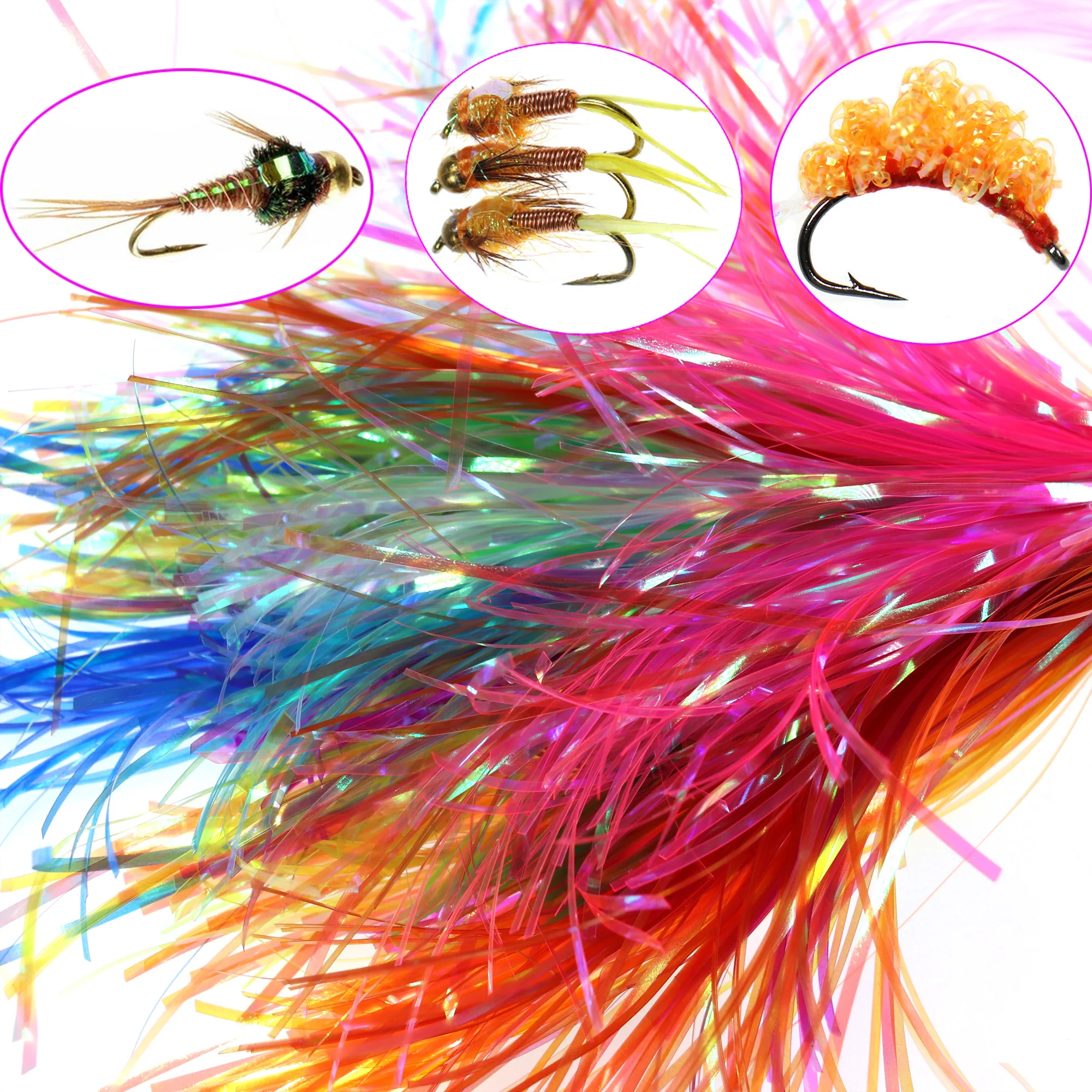 3 Packungen 2mm Flashabou Ice Wing Fiber Flaches Perlglanz-Kristall-Flash-Tinsel Synthetisches Fliegenbindematerial für Angelköder & Nymphen – Detail 5