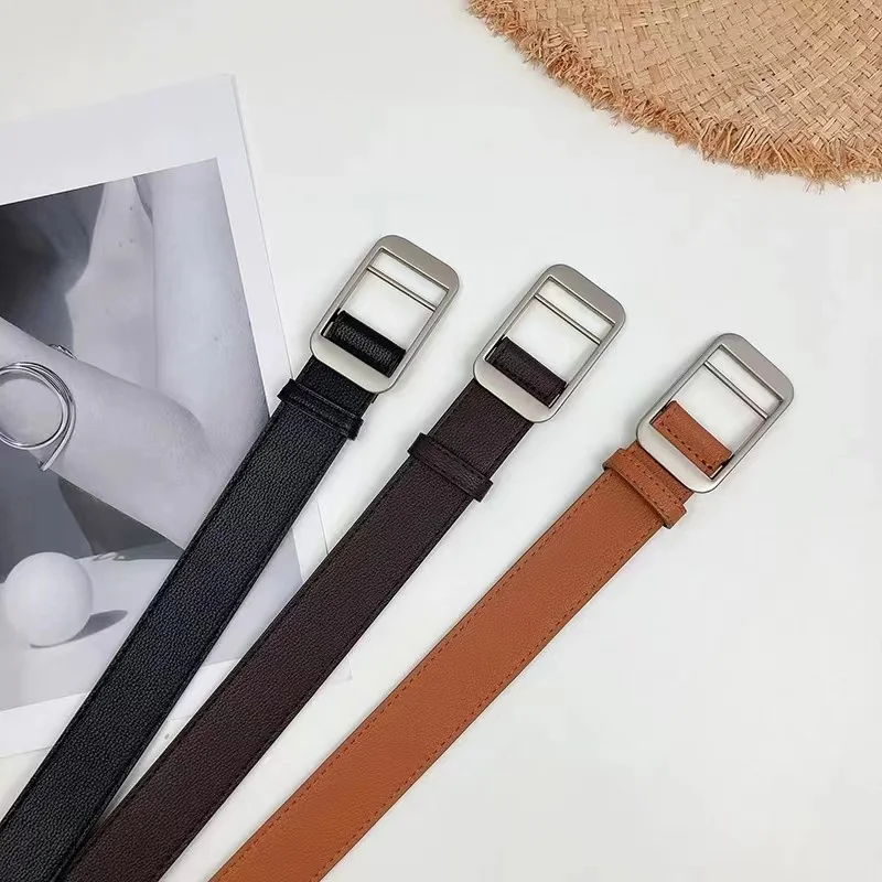 Женский ремень, летние брюки с украшением, рубашки, джинсы, простой и универсальный, студенческий черный неперфорированный ремень