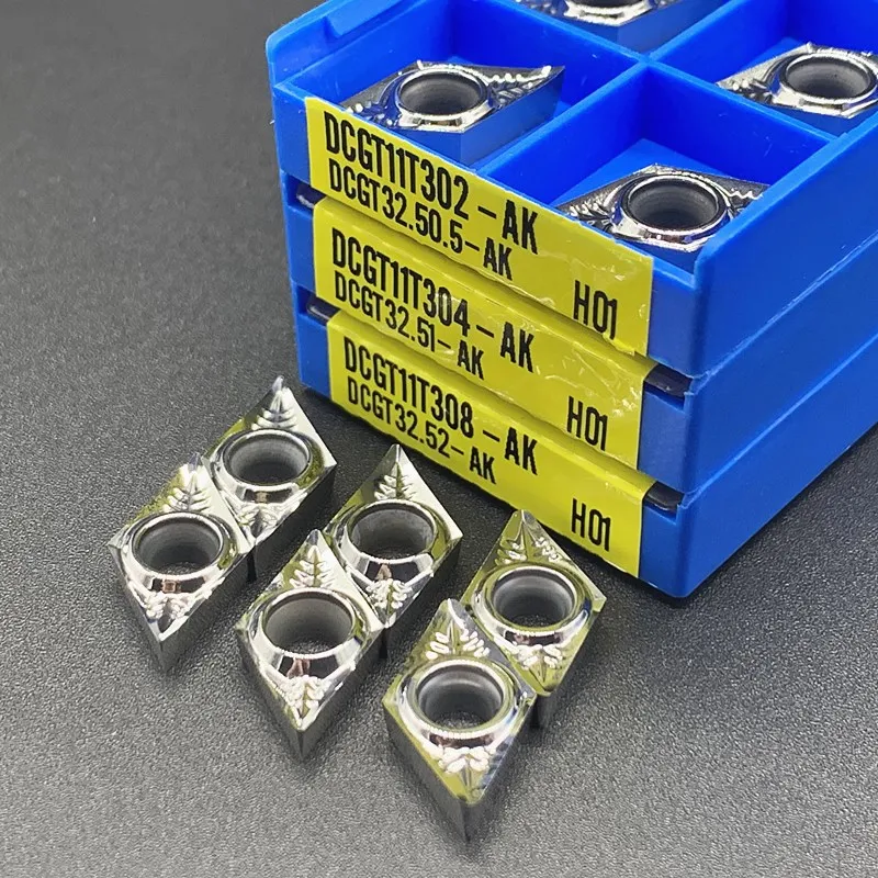 10Pcs DCGT11T302 DCGT11T304 DCGT11T308 Carbide Turning Insert AK-H01 CNC Lathe Cutting Blade For Aluminum Machining Tool