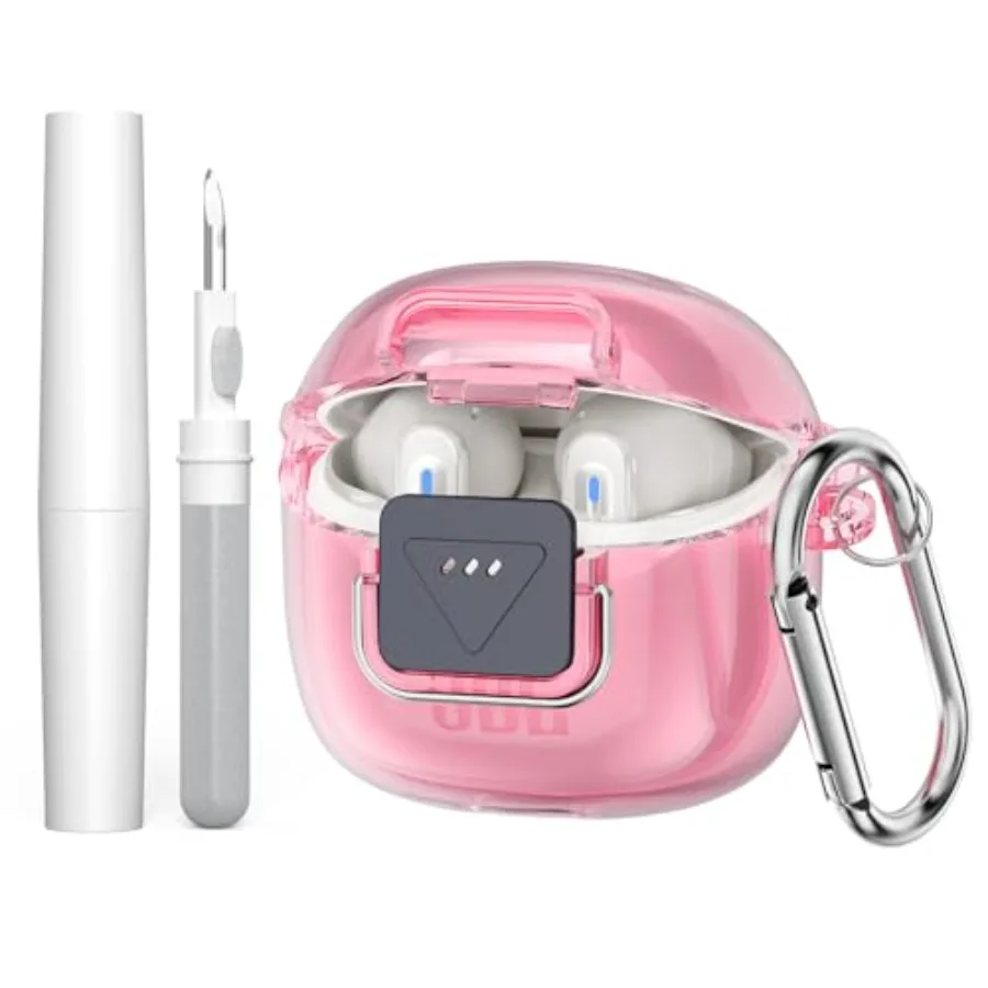 

for JBL Tune Flex 2 Case Cover with Cleaning Pen KitandCarabinerDouble Secure Anti-Scratch Shock-Proof TPU Protective Case