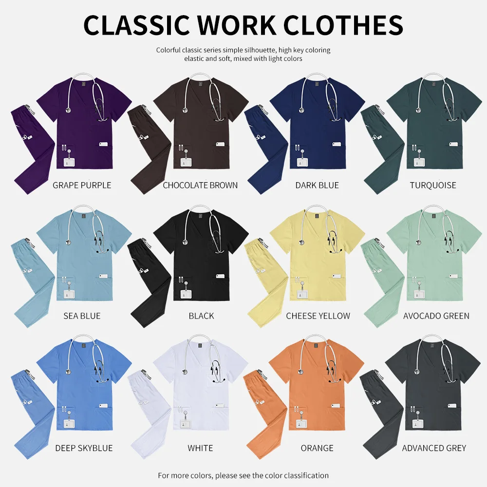 Szpital dla zwierząt Mundury pielęgniarskie Salon kosmetyczny Pranie rąk Odzież robocza Wielokolorowe akcesoria dla pielęgniarek Lekarz Szczotka z krótkim rękawem ogólnie