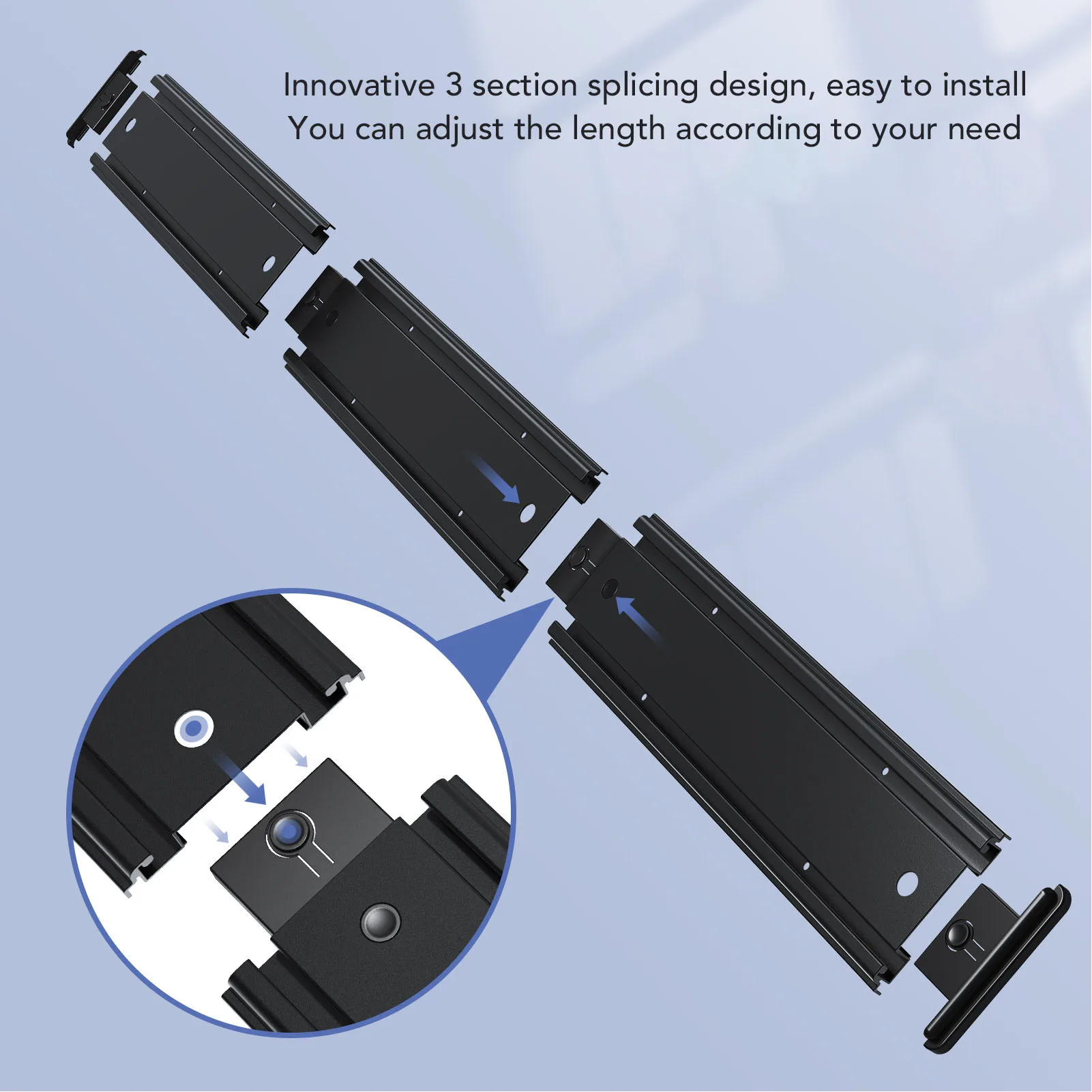 Wieszak na gitarę 3-częściowy, łączony, ścienny uchwyt na gitarę, szyna ze stopu aluminium, elegancki i stylowy do gitar elektrycznych i akustycznych.