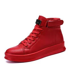 Hot Koop Fashion Rode Sneakers Mannen Comfortabele Hoge Top Skateboard Schoenen Man Designer Platform Trainers Mannen Lederen Sneakers 2024