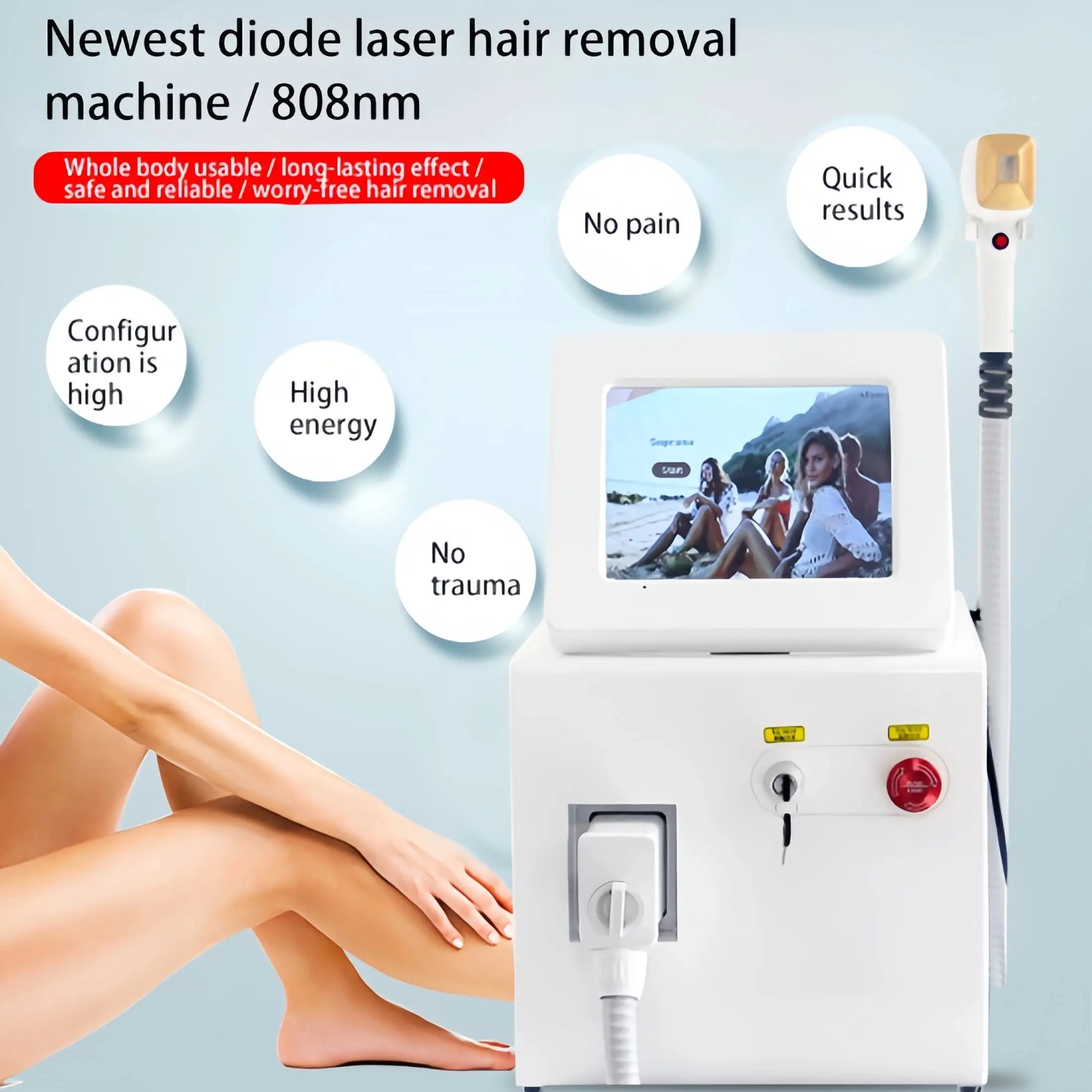 

3500W 3 Wavelength 808 Diode Laser Hair Removal Machine Ice Titanium Permanent Painless Physical Body Care Depilation Epilator