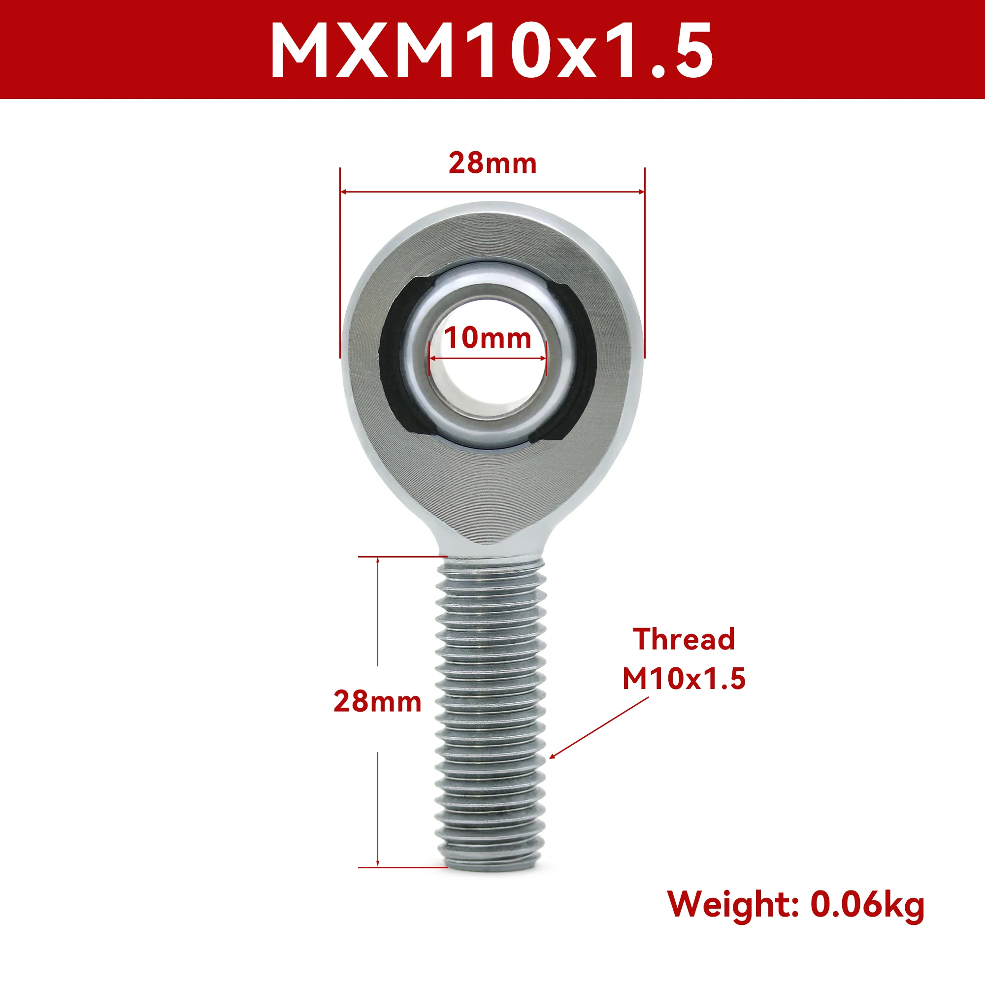 MXM10 Series Thread Metric Alloy Steel Rod End Bearing Heim Joint For Racing Car MXMR10 MXML10 M10x1.5 M10x1.25