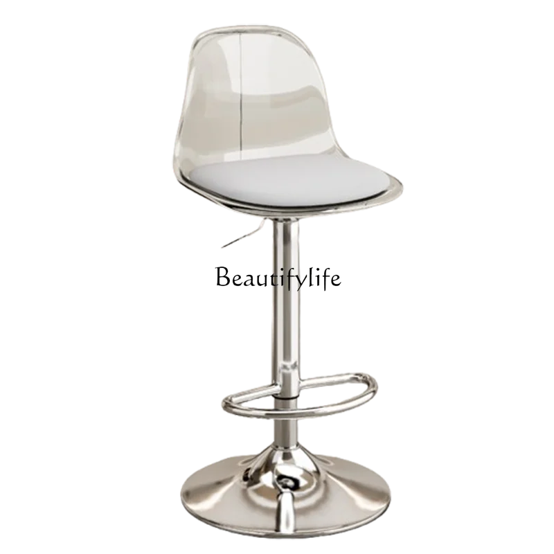 

Transparent Beauty Bar Chair Simple Adjustable Modern Luxury Nordic Bar Stools Kitchen Swivel Design Banqueta Home Furniture