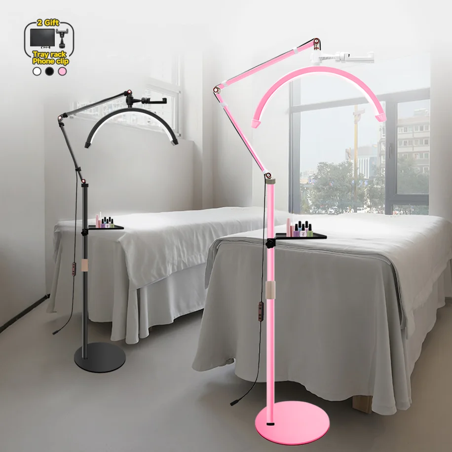 

16inch LED Half Moon Lash Light Temperature 3000K-6000K Floor LED Lamp For Beauty Facials Skincare Tattoo Eyebrows Filming