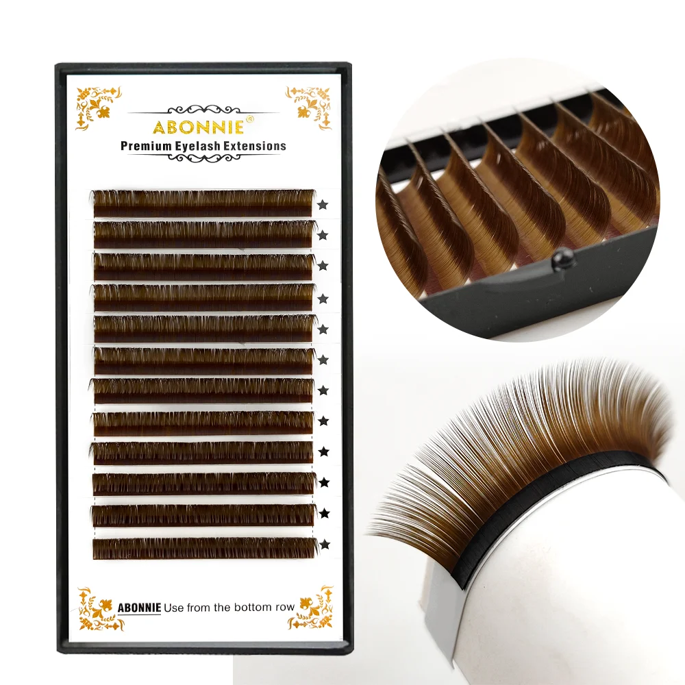 Abonnie Dark Brown Eyelash Extensions 0.05/0.07/0.10 Individual Chocolate Color Professional Volume Lash Extension Supplies