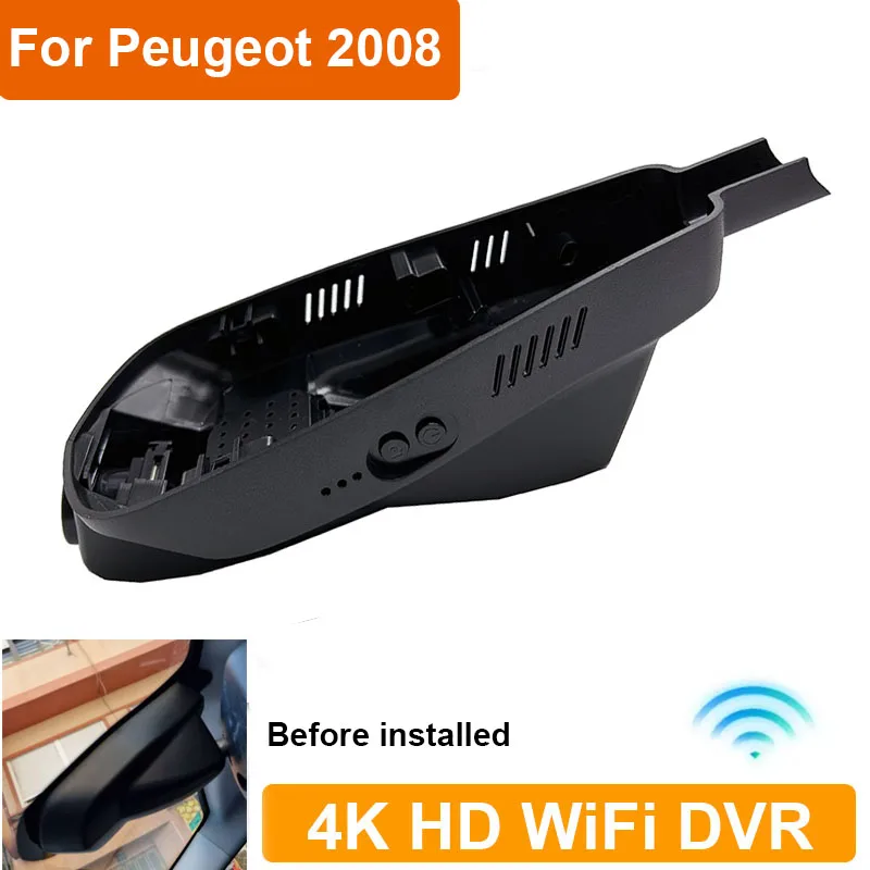 4K HD visión nocturna coche DVR para Peugeot 2008 /208 HDI GT GTi Allure CC II R2 R5 2016 2017 WiFi Dash Cam grabadora de vídeo personalizada