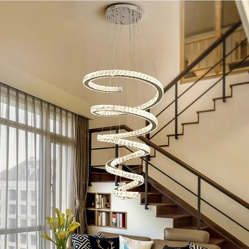 

Modern Crystal stair chandelier lights indoor lighting Ceiling lamp hanging light led Chandeliers for living room indoor lightin