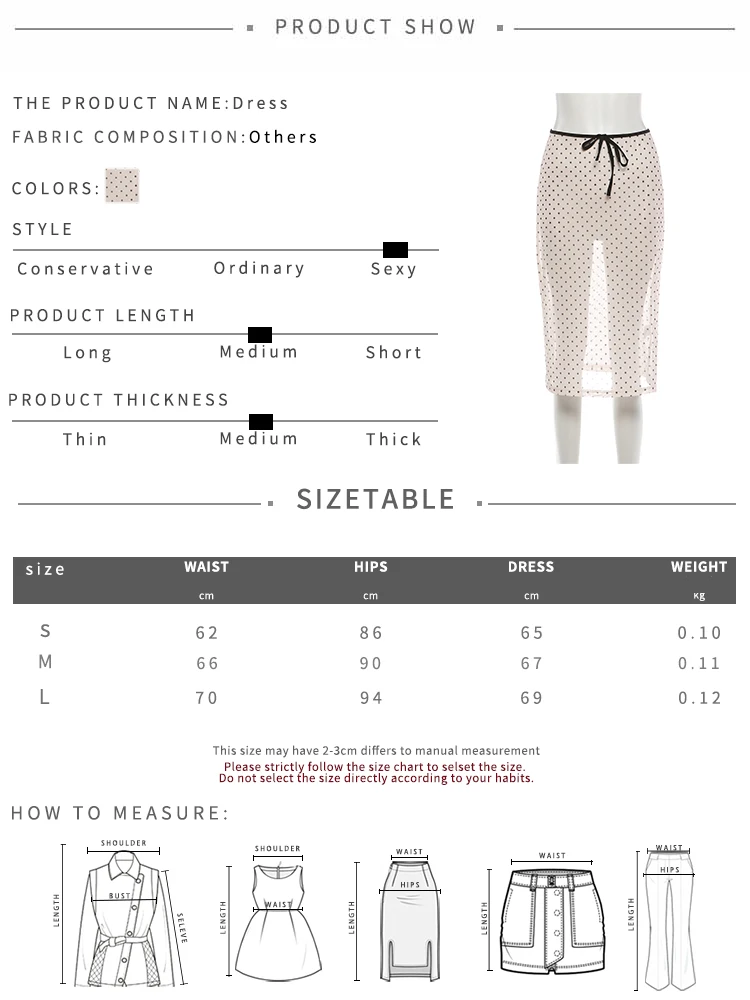 Kliou Lange Röcke mit Polka-Dot-Print für Damen, sexy, durchsichtiges Design, Kordelzug, elastische Taille, Hot Girls High Street Style Buttoms – Detail 1