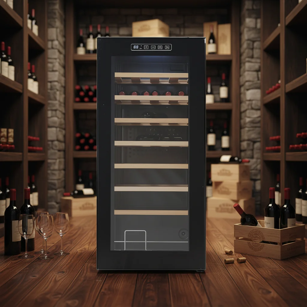 Custom Electric Stainless Steel Wine Fridge 93L 32 Bottles Single Zone Thermoelectric Refrigeration Red White Wine