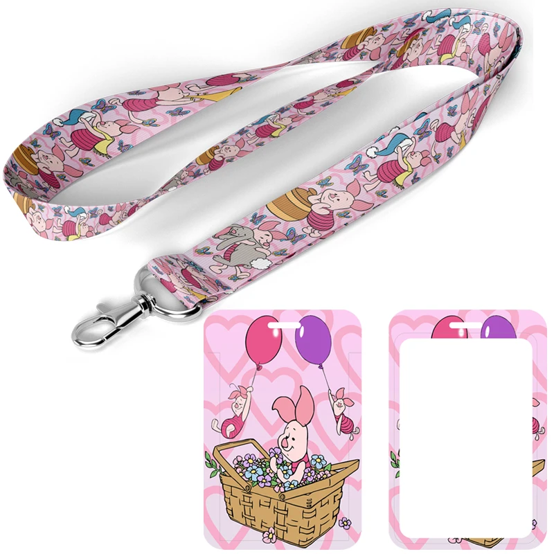 A3602 Cartoon Pig With Balloon Lanyard For Keys ID Credit Card Cover Badge Holder Phone Charm Key Lanyard Keychain Accessories