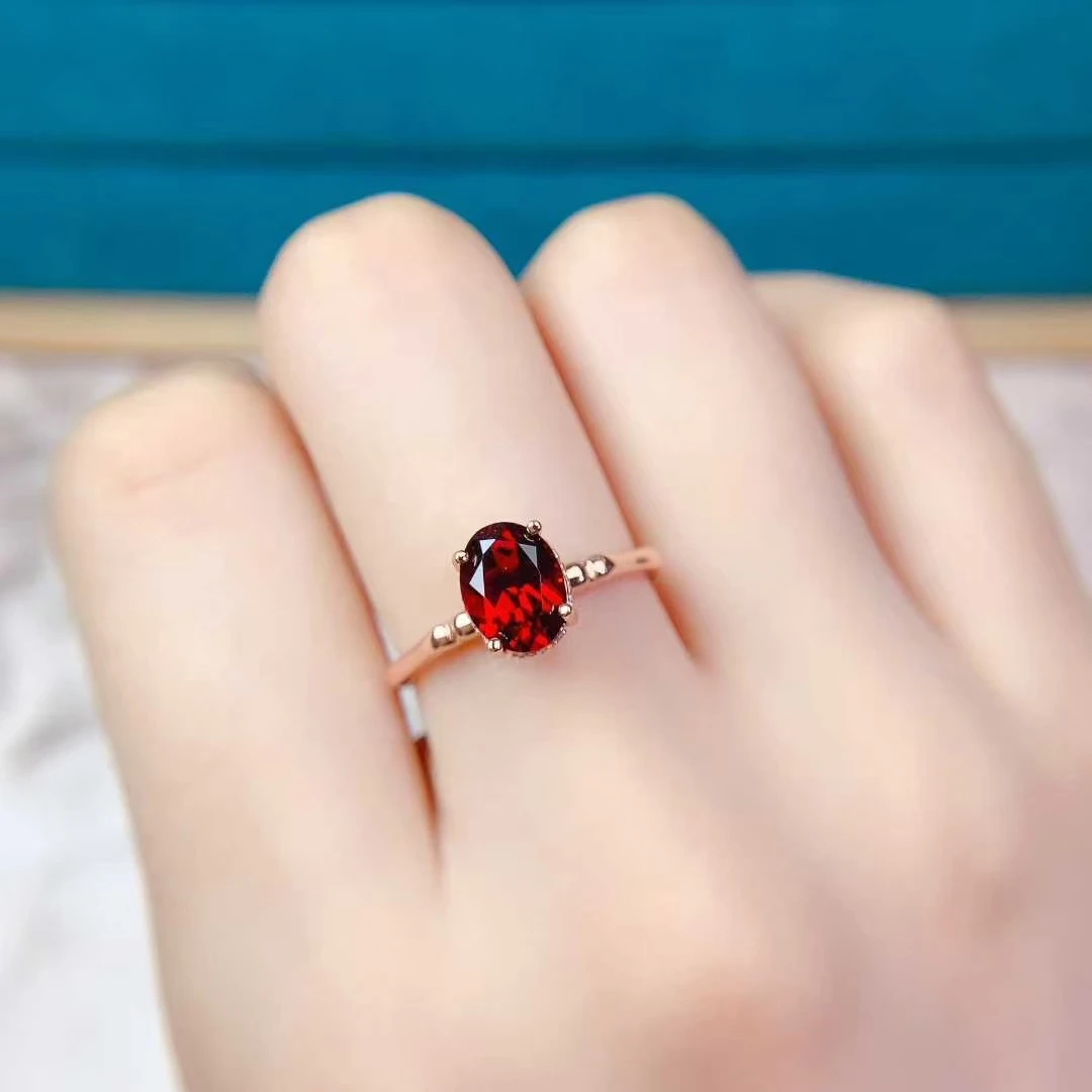 

Серебряное кольцо с винно-красным гранатом 6 мм * 8 мм, 1 карат, кольцо с натуральным гранатом для повседневной носки, винтажное ювелирное изделие из серебра 925 пробы с драгоценными камнями