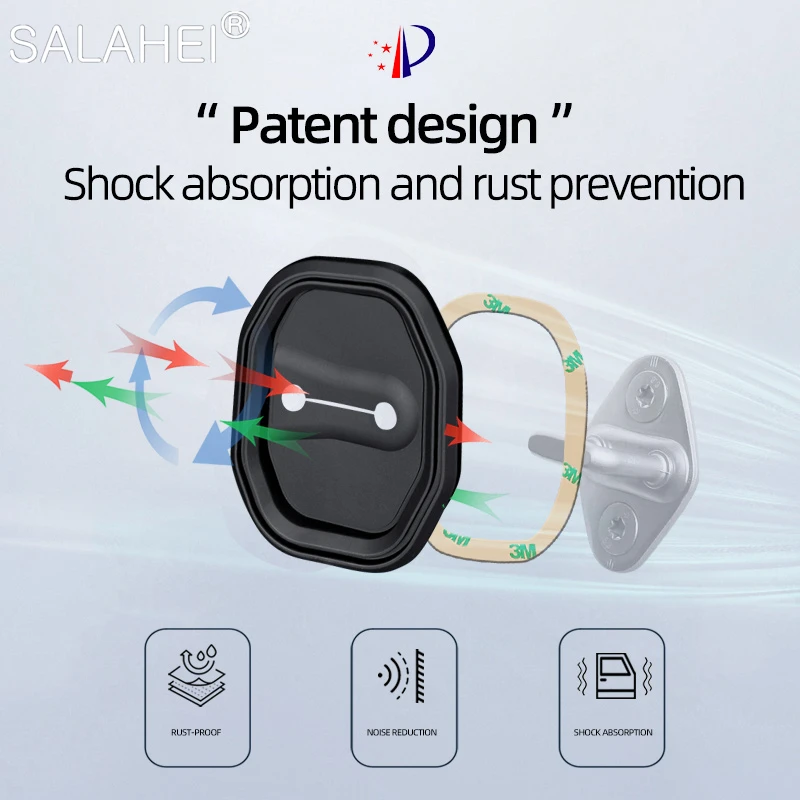 4pcs Mute Damping Cushion Silicone Car Door Lock Buckle Anti-collision Protective Cover For Maserati Ghibli Levante Quattroporte