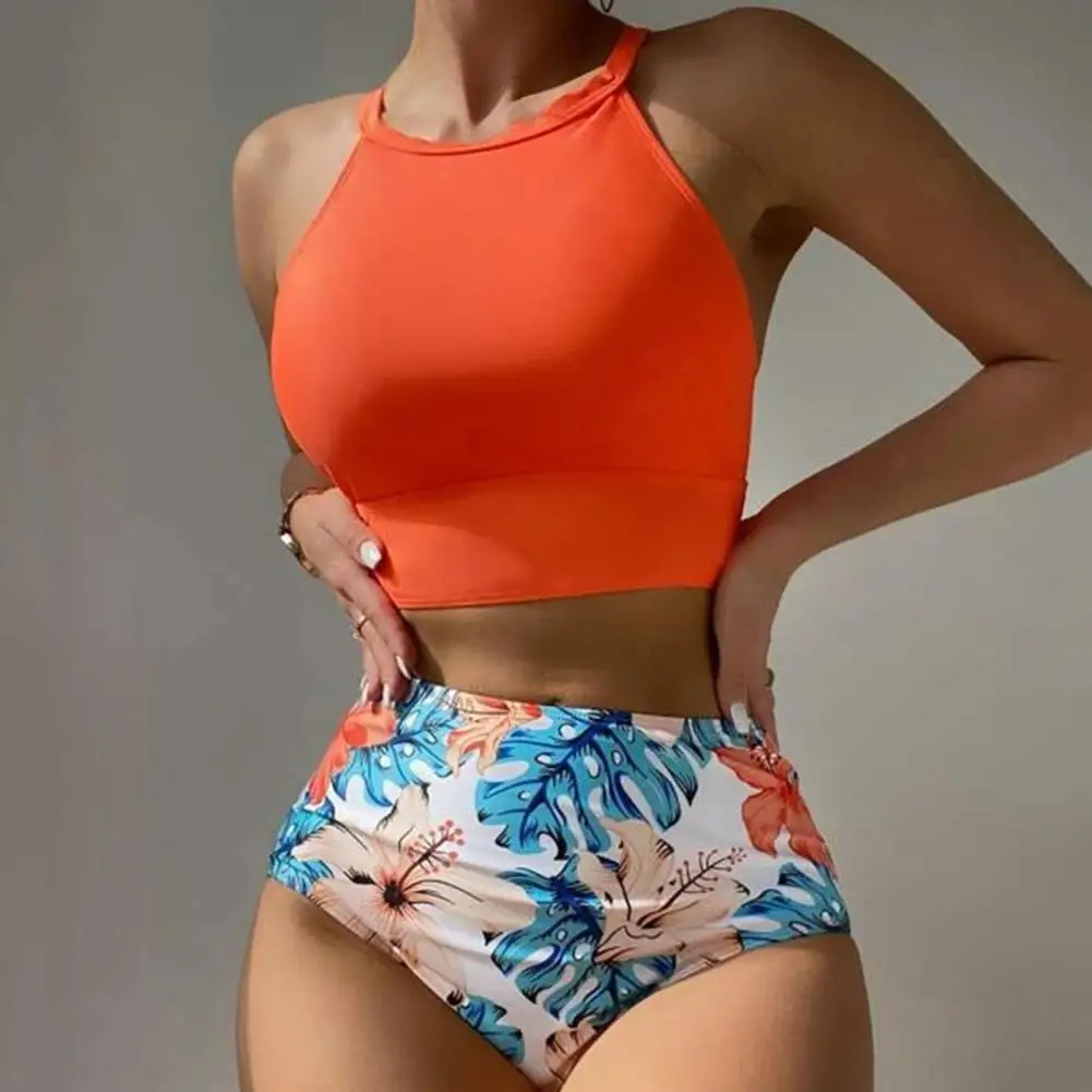 Bikini 2023 Women Bikini Set Floral Print Padded Bathing Suit Two Piece High Waist Sexy Beachwear Summer Swimwear Beach Monokin