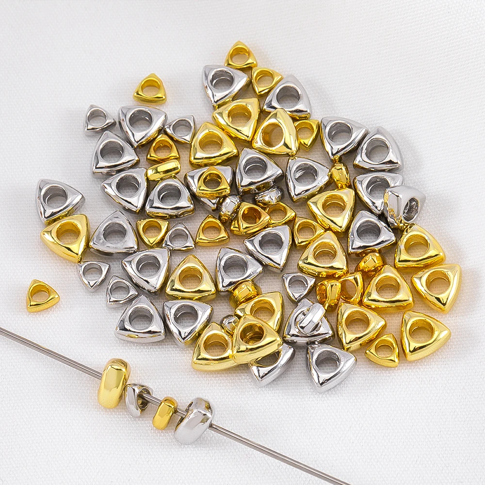 10pcs Triangle Shape Big Hole Loose Beads Spacer Beads for DIY Beaded Necklace Bracelet Jewelry Making Accessories