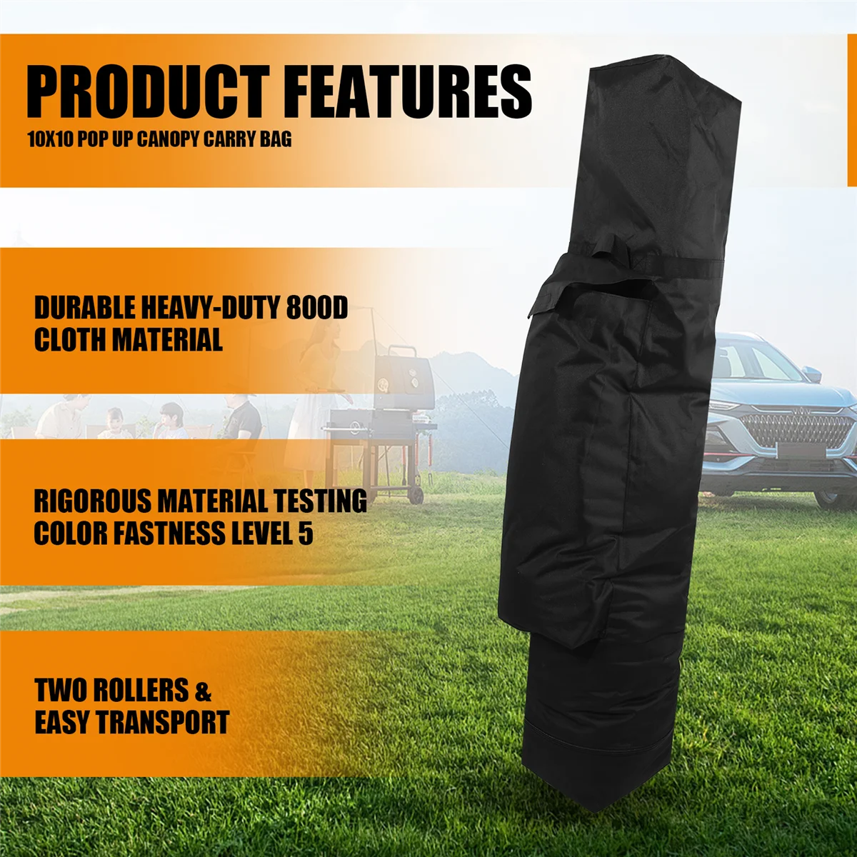 

TYMQ 10 X 10 X 62inch Canopy Bag Replacement for 10x 10 Up Canopy Tent with Roller Wheels-Canopy Carrying Bag with Handles