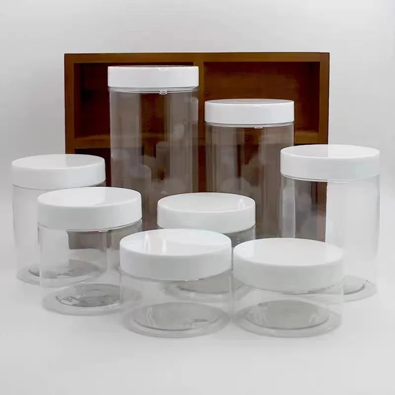 Clear PET Plastic Jars 150ml 200ml 250ml Transparent Empty Cosmetic Mask Cream Wax Packaging Containers Pots with Lids