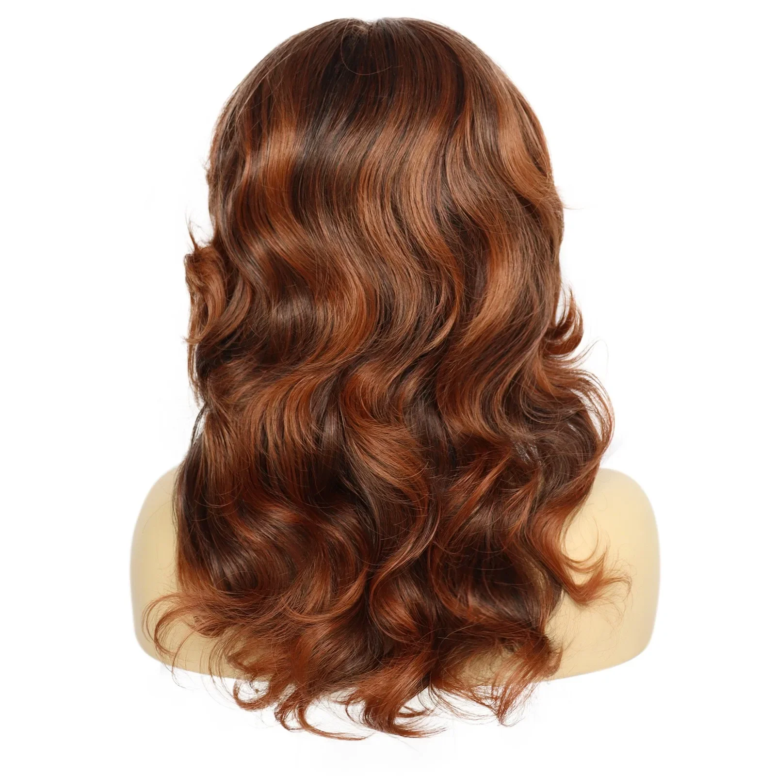 Curly Wavy Brown 18 inch Medium Length Female Retro Vintage Copsplay Wig for Halloween Christmas School Thanksgiving Day