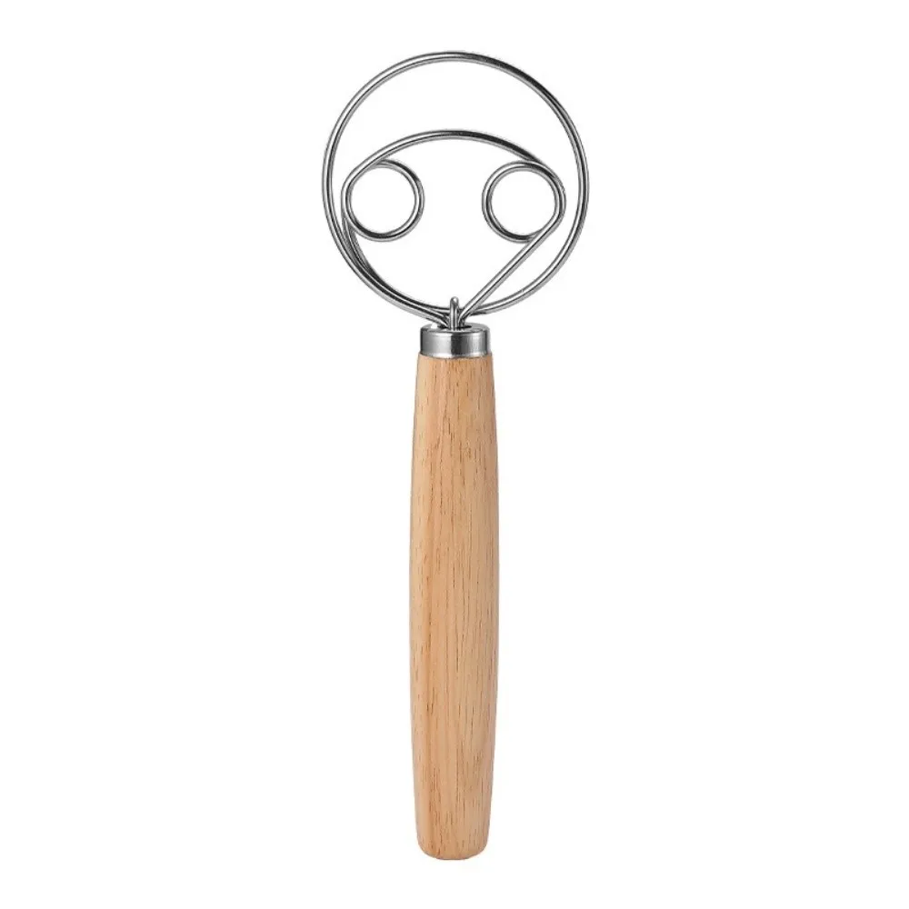 Nuevo Mezclador de Masa de Acero Inoxidable con Diseño de Espiral y Mango de Madera, Batidor Ergonómico para Harina y Masa de Pan, Utensilio de Cocina para Repostería