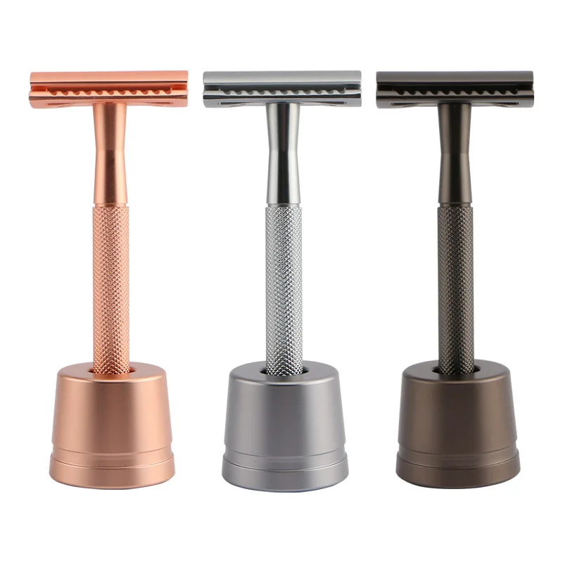 Safety Razor with Brass Weighted Handle and 5 Double Edge Safety Blade Refills,Single Blade Razor for Men, Designed for Coarse