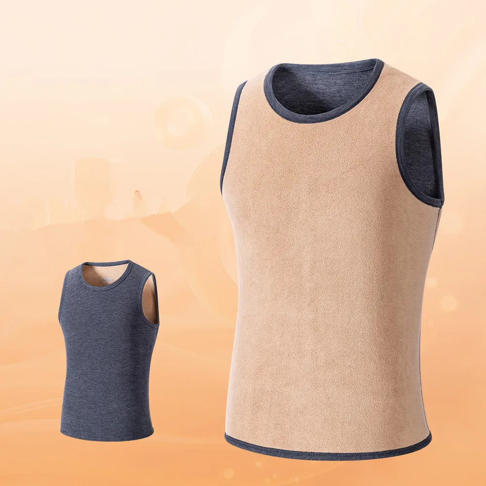 Men Thermal Underwear Vest Fleece Lined Sleeveless Autumn Winter Base Layer Warm Sport Fitness Tank Top Solid Stretch Big 8XL 3