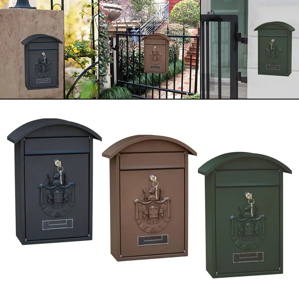 

Mailbox Wall Mount Lockable Mail x4x14'' Gate Decorative Retro Style Drop Box