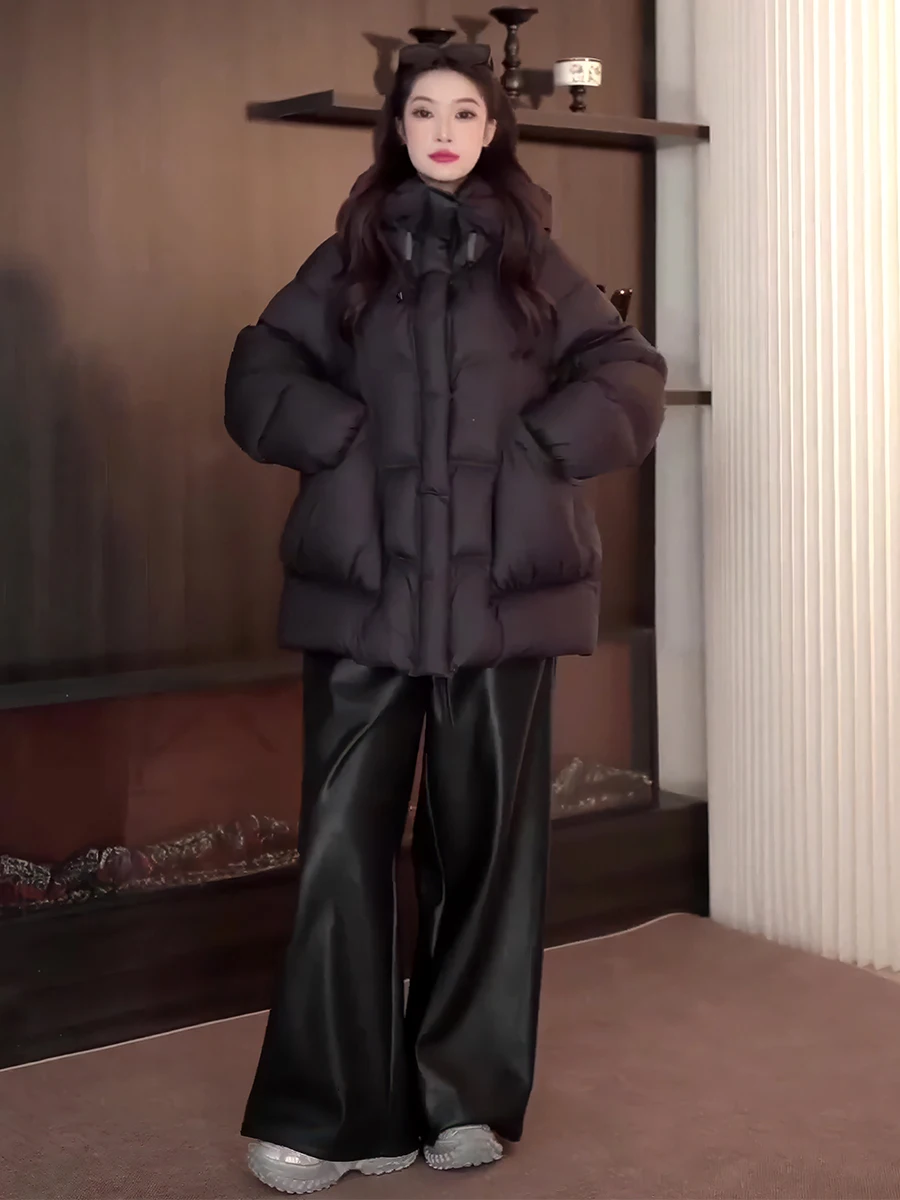 

Женская утепленная белая пуховая куртка-пуховик с капюшоном, теплая, стандартной длины, без бренда