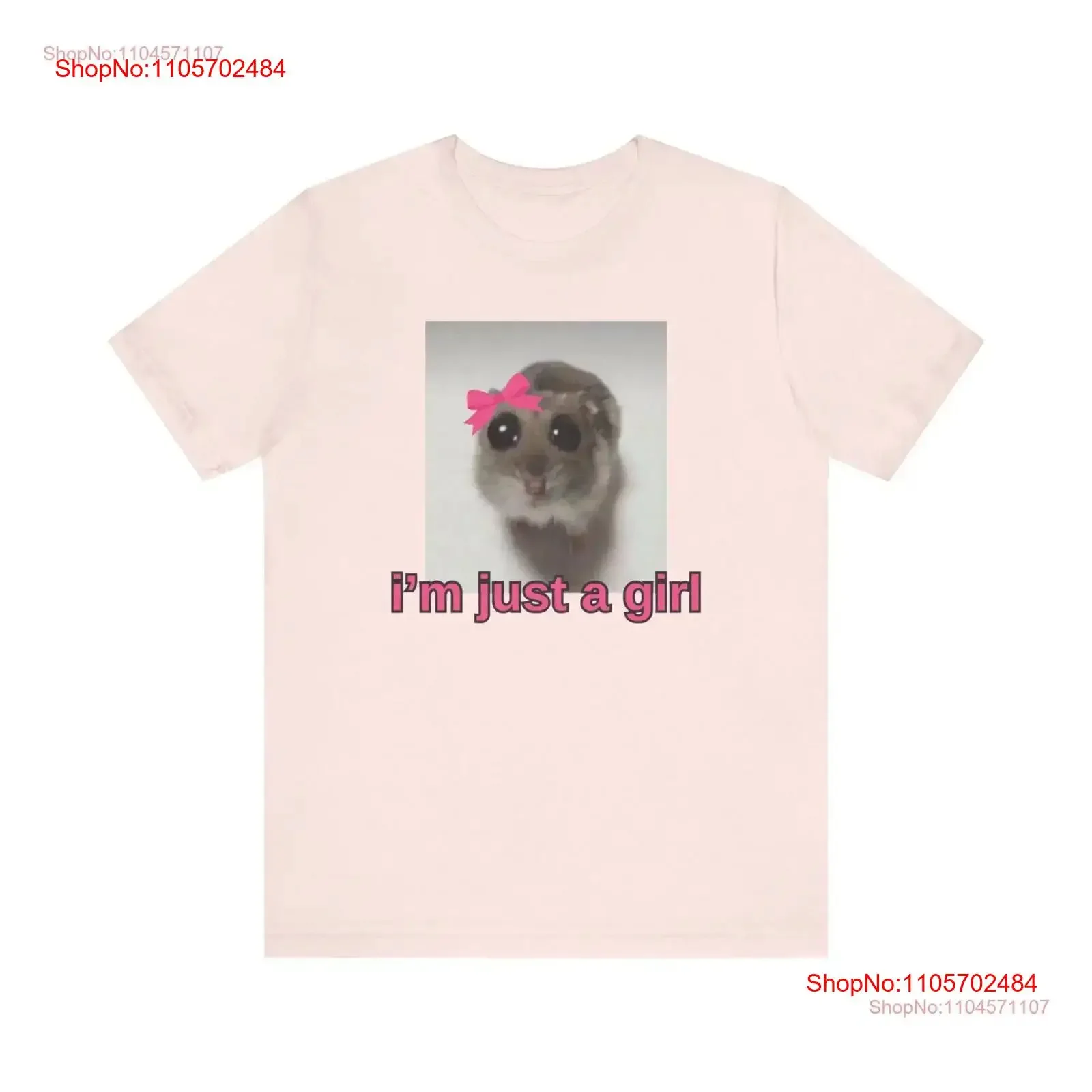 I'm Just A Girl Hamster T Shirt Sad Meme Funny Girly Core Coquette Y2K Retro Top vintage Washed Comfortable homme Soft