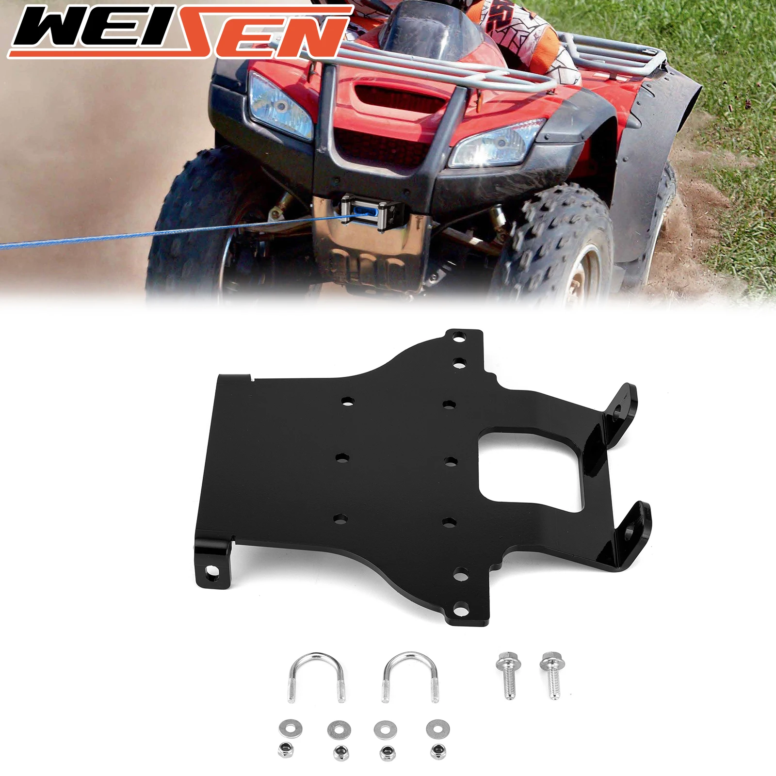 

UTV ATV Winch Mounting Bracket / Winch Mounting Plate No Drill for 2003-2005 Honda Rincon TRX650, 2006-2023 Rincon TRX680