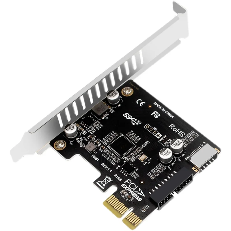 

PCI Express Adapter Card PCI-E to USB3.0 Type-E Front Panel Type-C 19Pin Expansion Card Compatible with PCIe X1 X4 X8 X16